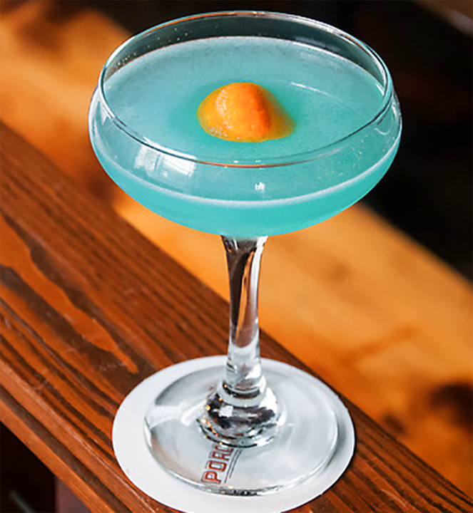 Mezcal cocktail “Gun Metal Blue”